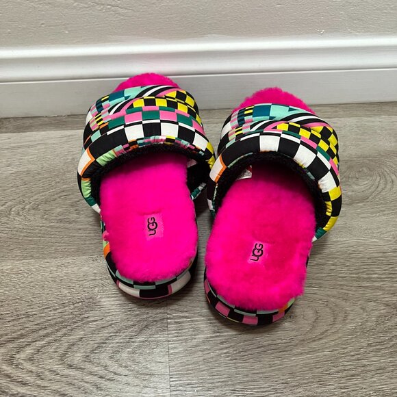 UGG MAXI CHECKS SHEEPSKIN PLATFORM SLIDE SANDALS, WOMEN US 8/ EUR 39 ~NEW - Picture 3 of 6